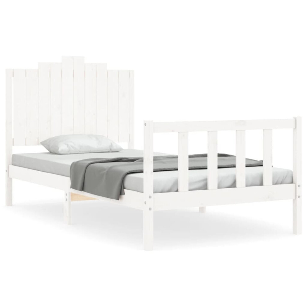 (white, 100 x 200 cm) vidaXL Bed Frame Bed Base Wooden Bed with Headboard Black King Size Solid Wood