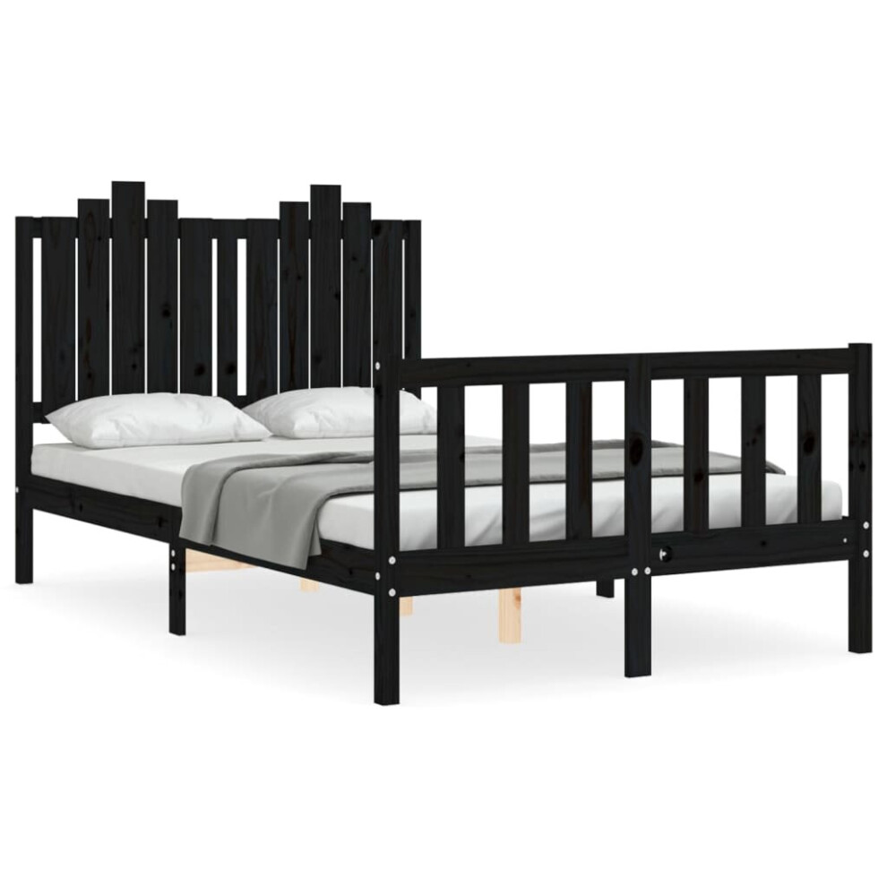 (black, 120 X 200 cm) vidaXL Bed Frame Bed Base Wooden Bed With Headboard Black King Size Solid Wood