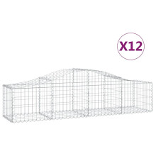 vidaXL Gabionen mit Hochbogen 12 Stk. 200x50x40/60 cm Verzinktes Eisen