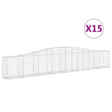 vidaXL Gabionen mit Hochbogen 15 Stk. 400x30x60/80 cm Verzinktes Eisen