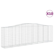 vidaXL Gabionen mit Hochbogen 10 Stk 400x50x120/140cm Verzinktes Eisen