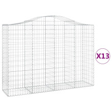 vidaXL Gabionen mit Hochbogen 13Stk. 200x50x140/160cm Verzinktes Eisen