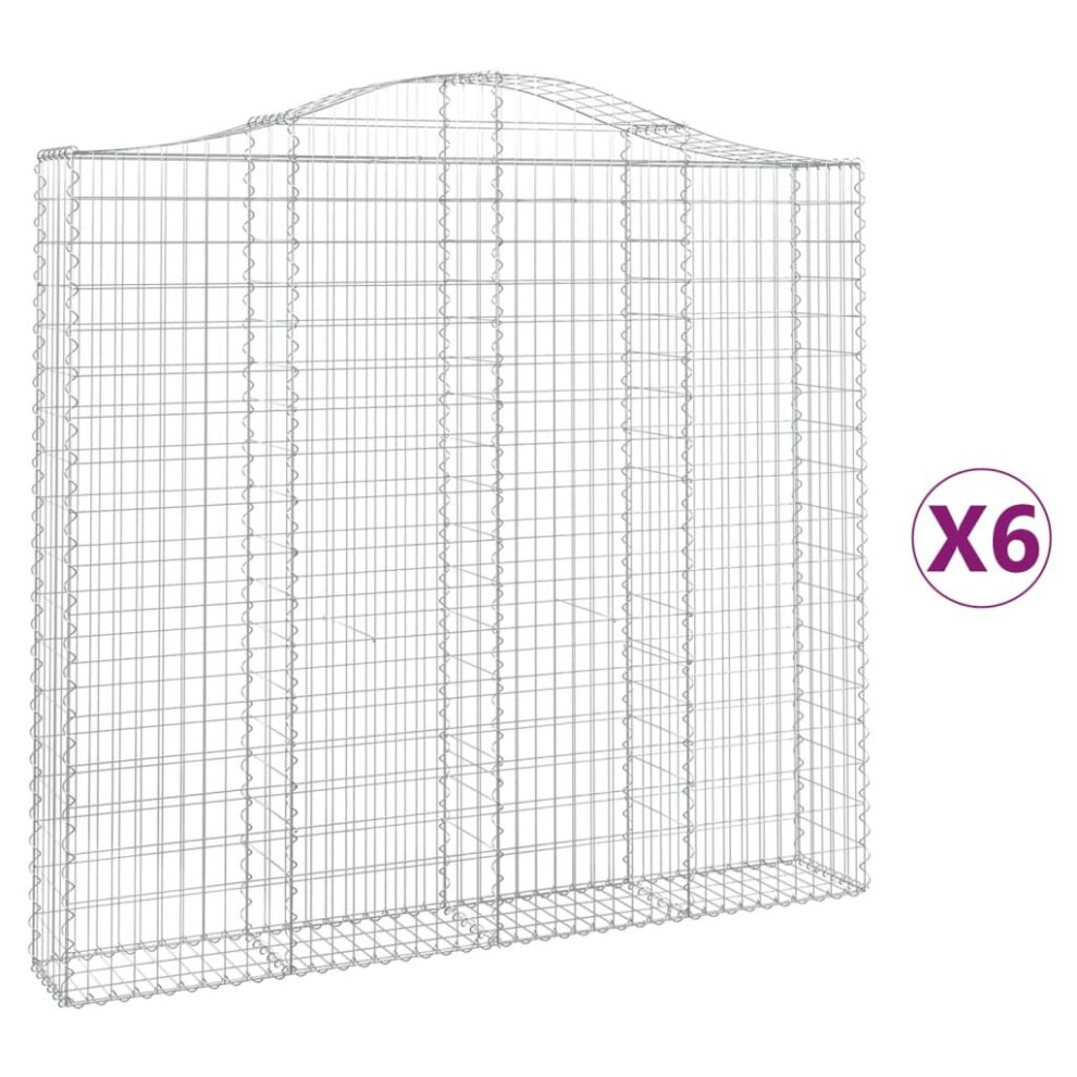 (200 x 30 x 180/200 cm/ 6 pcs) vidaXL Arched Gabion Basket Stone Basket Gabion Retaining Wall Galvanised Iron