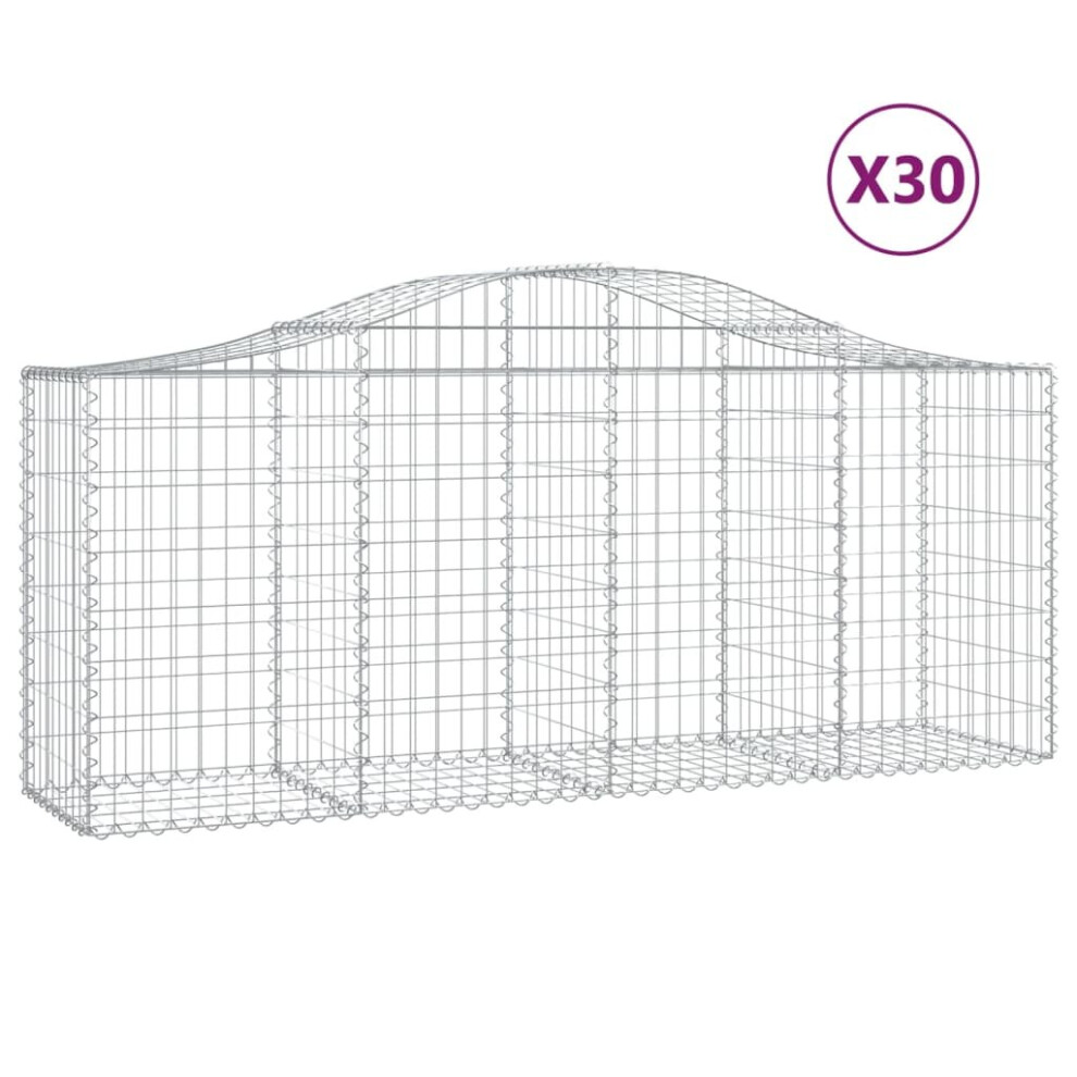 (200 x 50 x 80/100 cm/ 30 pcs) vidaXL Arched Gabion Basket Stone Basket Gabion Retaining Wall Galvanised Iron