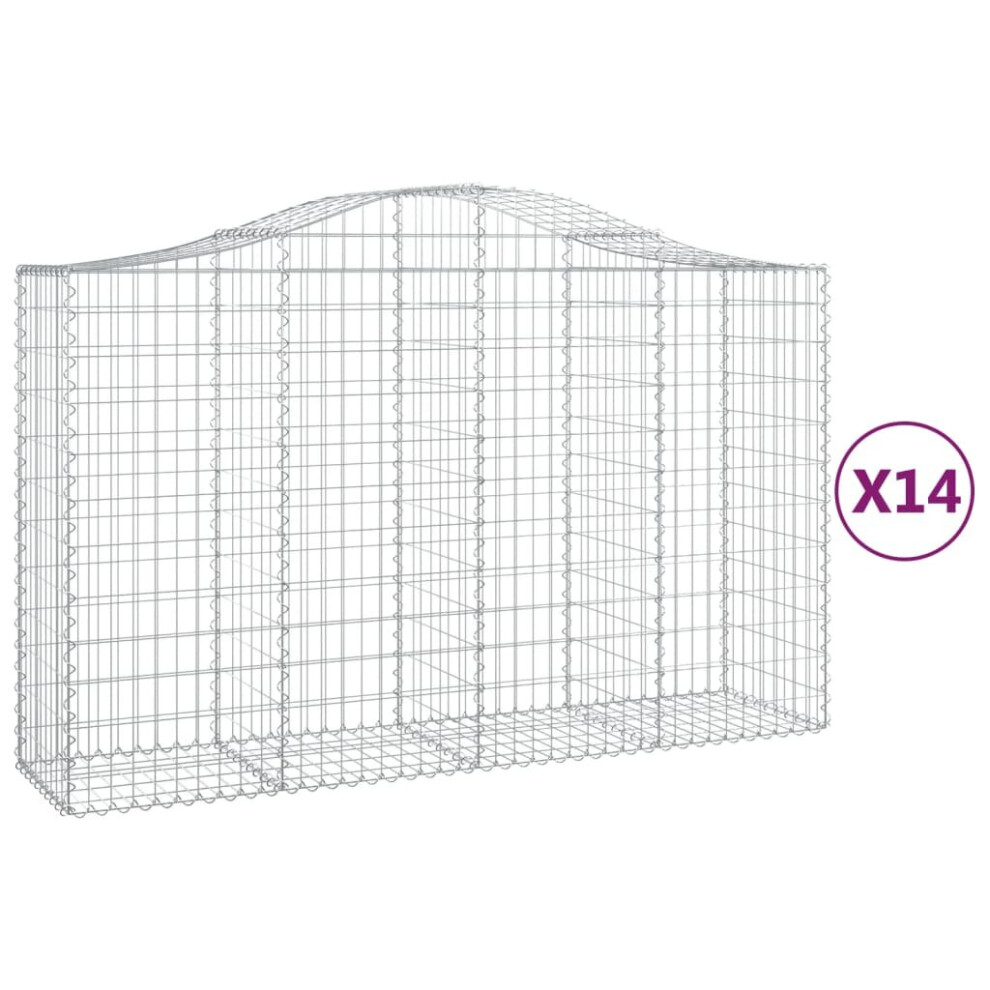 (200 x 50 x 120/140 cm/ 14 pcs) vidaXL Arched Gabion Basket Stone Basket Gabion Retaining Wall Galvanised Iron-image-OPC-PBXZWYN-NEW