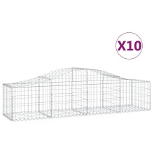 vidaXL Gabionen mit Hochbogen 10 Stk. 200x50x40/60 cm Verzinktes Eisen
