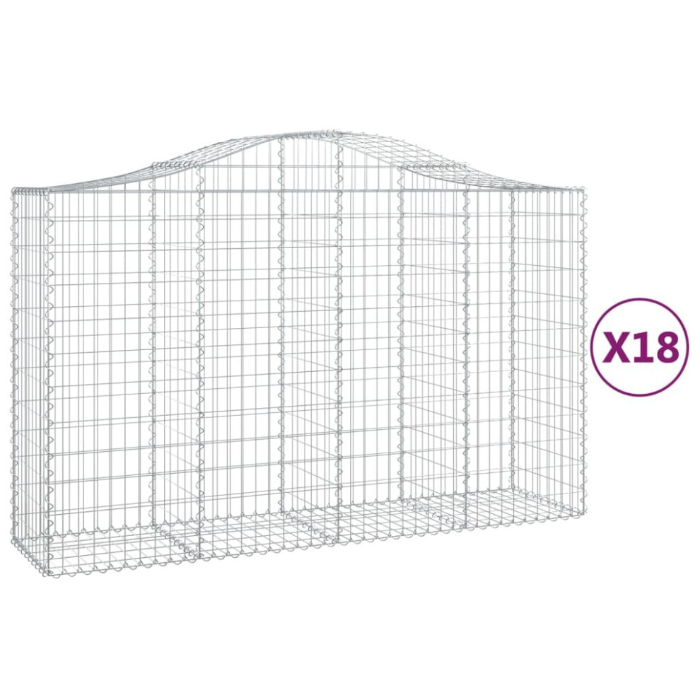 (200 x 50 x 120/140 cm/ 18 pcs) vidaXL Arched Gabion Basket Stone Basket Gabion Retaining Wall Galvanised Iron