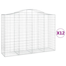 vidaXL Gabionen mit Hochbogen 12Stk. 200x50x140/160cm Verzinktes Eisen