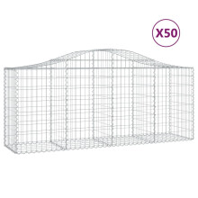 vidaXL Gabionen mit Hochbogen 50 Stk. 200x50x80/100cm Verzinktes Eisen