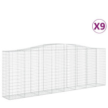 vidaXL Gabionen mit Hochbogen 9 Stk. 400x50x140/160cm Verzinktes Eisen