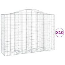 vidaXL Gabionen mit Hochbogen 10Stk. 200x50x140/160cm Verzinktes Eisen