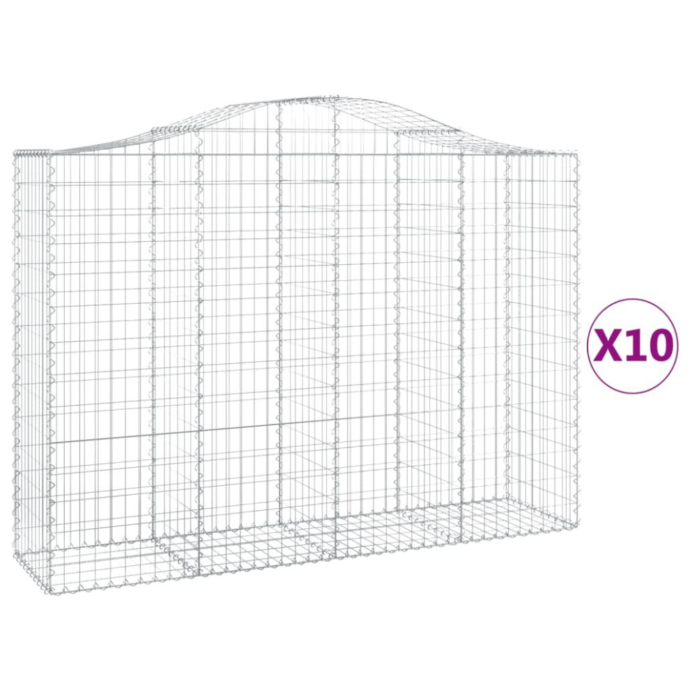 (200 X 50 X 140/160 Cm/ 10 Pcs) Vidaxl Arched Gabion Basket Stone Basket Gabion Retaining Wall Galvanised Iron 8720845562731
