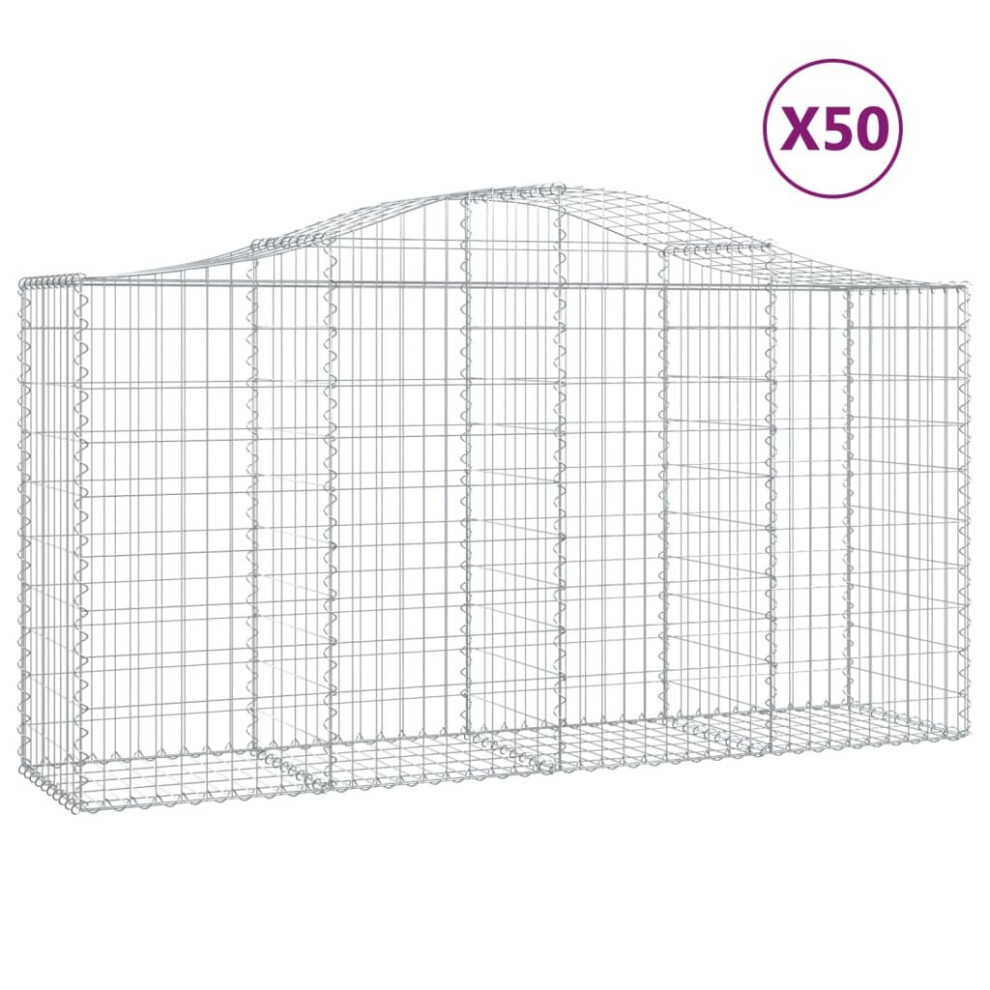 Vidaxl (200 X 50 X 100/120 Cm/ 50 Pcs) Arched Gabion Basket Stone Basket Gabion Retaining Wall Galvanised Iron