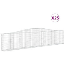 vidaXL Gabionen mit Hochbogen 25 Stk. 400x30x80/100cm Verzinktes Eisen