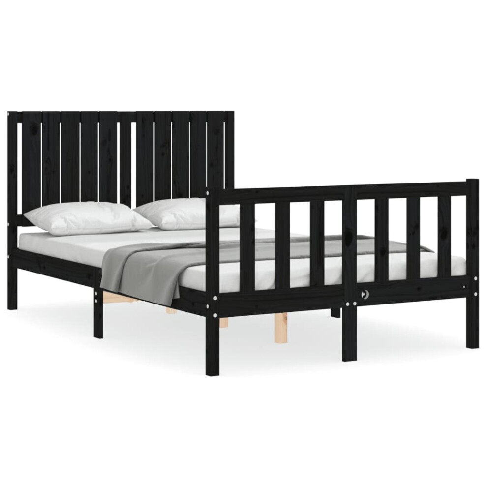 (black, 120 x 200 cm) vidaXL Bed Frame Bed Base Wooden Bed with Headboard White King Size Solid Wood