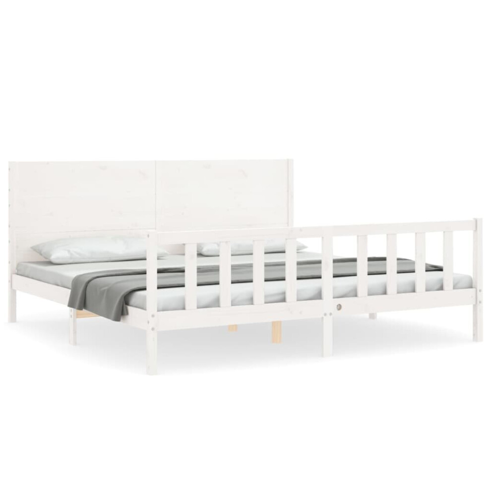 (white, 200 x 200 cm) vidaXL Bed Frame Bed Base Platform Bed with Headboard Grey Single Solid Wood