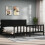 VidaXL (black, 200 x 200 cm) vidaXL Bed Frame Bed Base Platform Bed with Headboard Grey Single Solid Wood 3