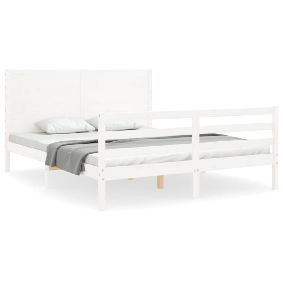 (white, 160 x 200 cm) vidaXL Bed Frame Bed Base Platform Bed with Headboard White Single Solid Wood