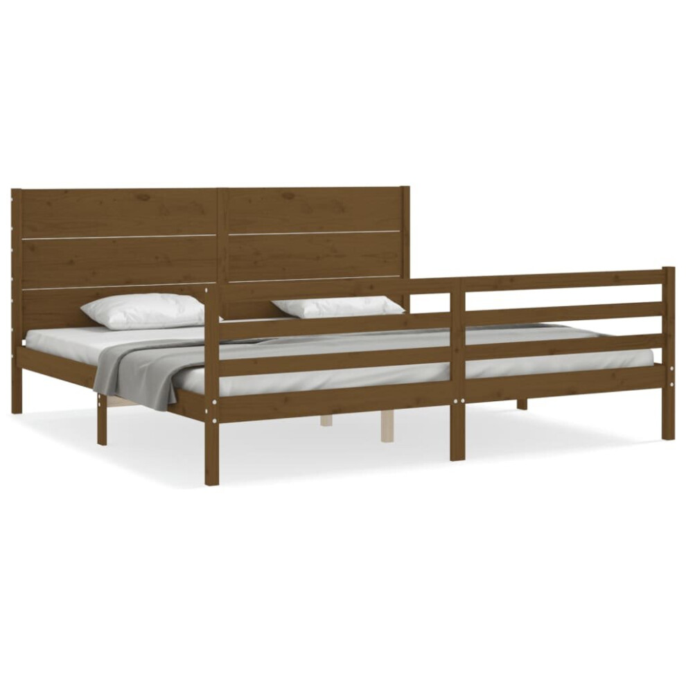 (honey brown, 200 x 200 cm) vidaXL Bed Frame Bed Base Platform Bed with Headboard White Single Solid Wood