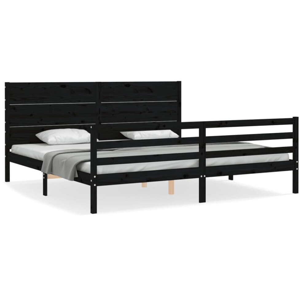 (black, 200 x 200 cm) vidaXL Bed Frame Bed Base Platform Bed with Headboard White Single Solid Wood