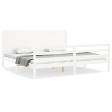 (white, 200 x 200 cm) vidaXL Bed Frame Bed Base Platform Bed with Headboard White Single Solid Wood