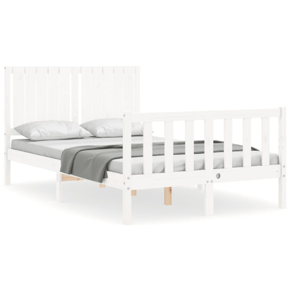 (white, 120 x 190 cm) vidaXL Bed Frame Bed Base Wooden Bed with Headboard White King Size Solid Wood