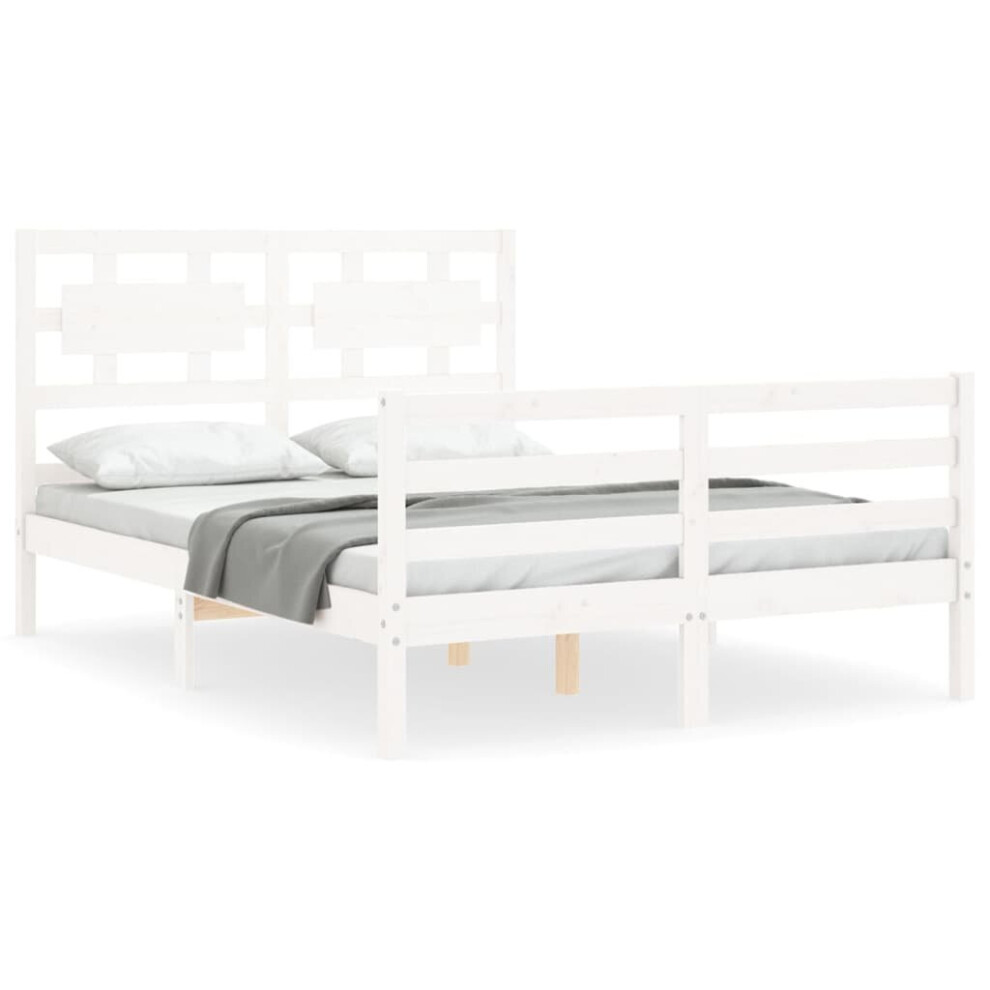 (white, 120 x 190 cm) vidaXL Bed Frame Bed Base Platform Bed with Headboard Small Single Solid Wood