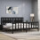 VidaXL (black, 200 x 200 cm) vidaXL Bed Frame Bed Base Platform Bed with Headboard Grey Single Solid Wood 3