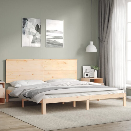 VidaXL (brown, 200 x 200 cm) vidaXL Bed Frame Bed Base Platform Bed with Headboard White Single Solid Wood 2