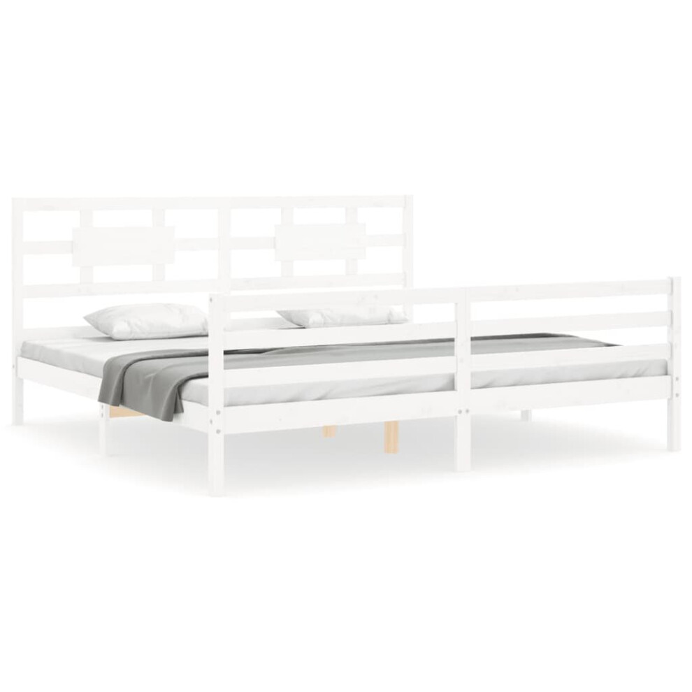 (white, 200 x 200 cm) vidaXL Bed Frame Bed Base Platform Bed with Headboard Small Single Solid Wood