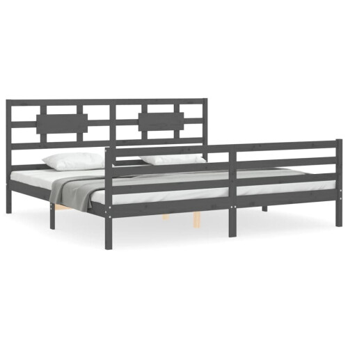 VidaXL (grey, 200 x 200 cm) vidaXL Bed Frame Bed Base Platform Bed with Headboard Small Single Solid Wood
