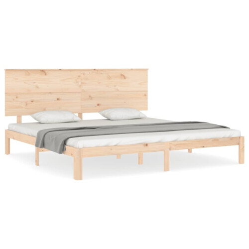 VidaXL (brown, 200 x 200 cm) vidaXL Bed Frame Bed Base Platform Bed with Headboard White Single Solid Wood