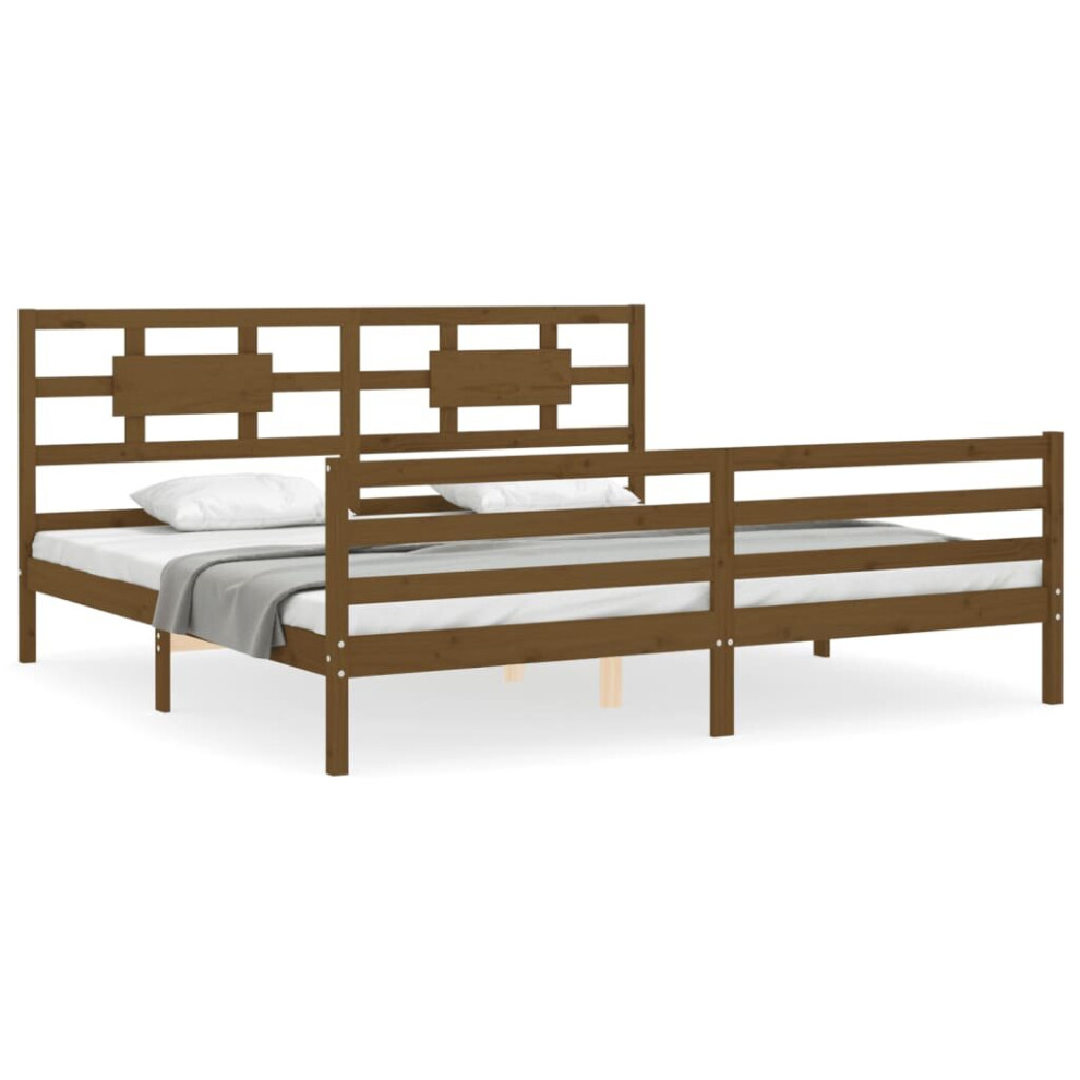 (honey brown, 200 x 200 cm) vidaXL Bed Frame Bed Base Platform Bed with Headboard Small Single Solid Wood