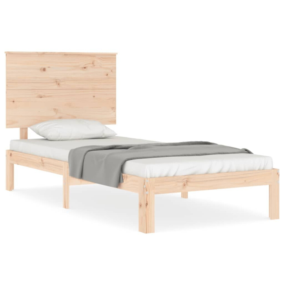 (brown, 90 x 190 cm) vidaXL Bed Frame Bed Base Platform Bed with Headboard White Single Solid Wood