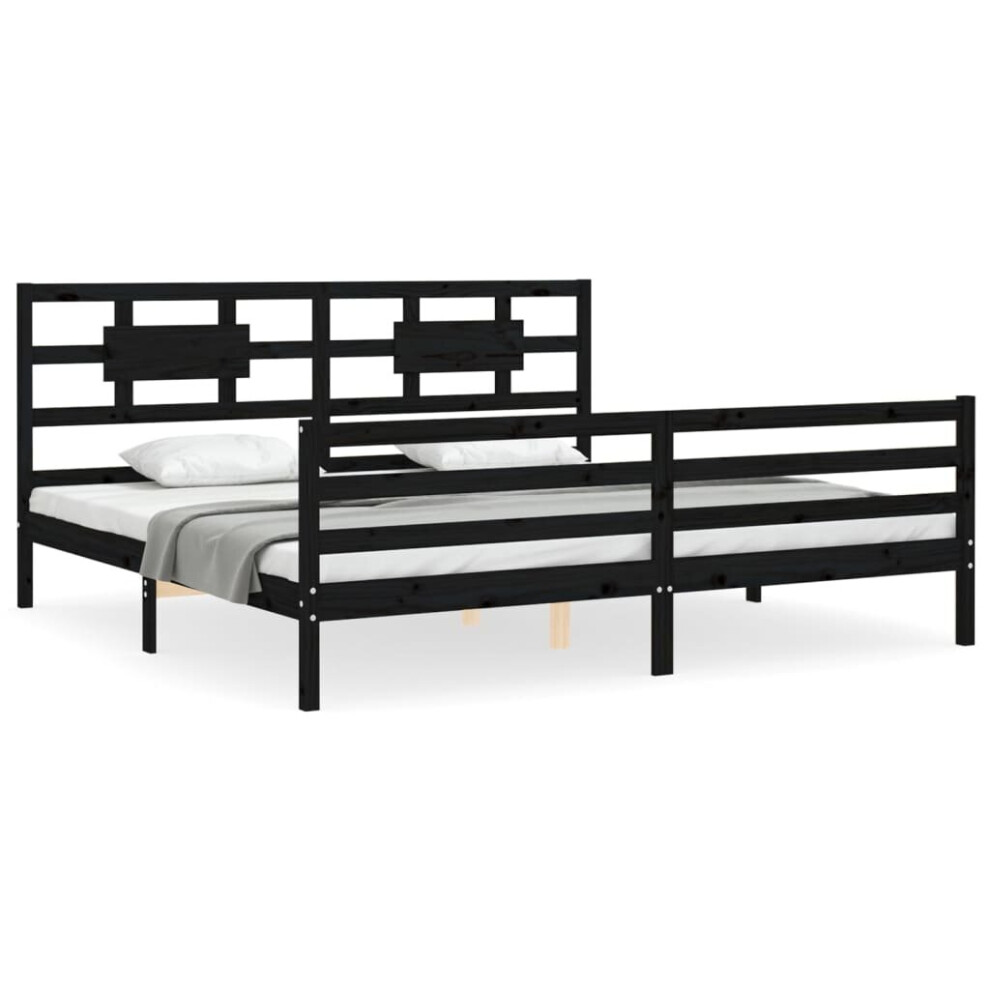 (black, 200 x 200 cm) vidaXL Bed Frame Bed Base Platform Bed with Headboard Small Single Solid Wood