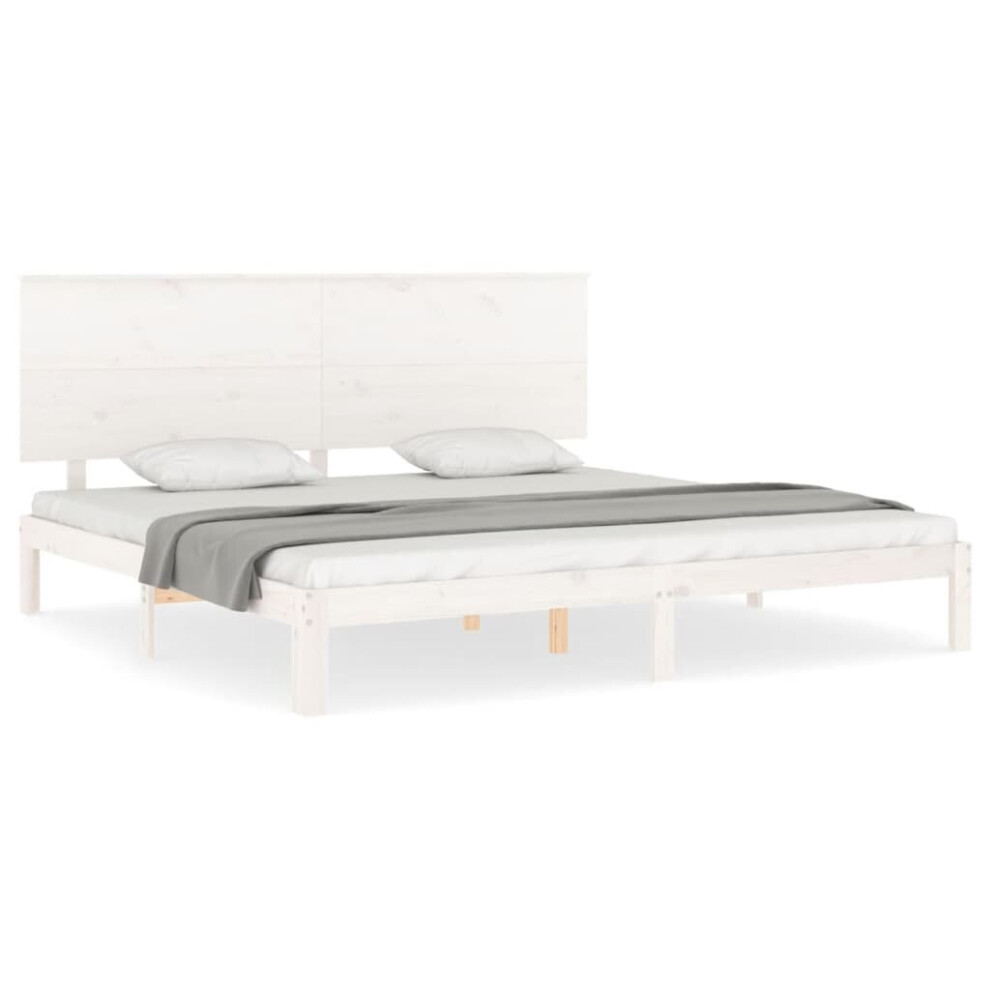 (white, 180 x 200 cm) vidaXL Bed Frame Bed Base Platform Bed with Headboard White Single Solid Wood