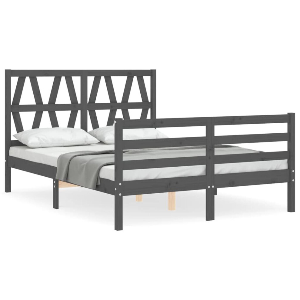 (grey, 140 x 190 cm) vidaXL Bed Frame Platform Bed with Headboard White Small Double Solid Wood