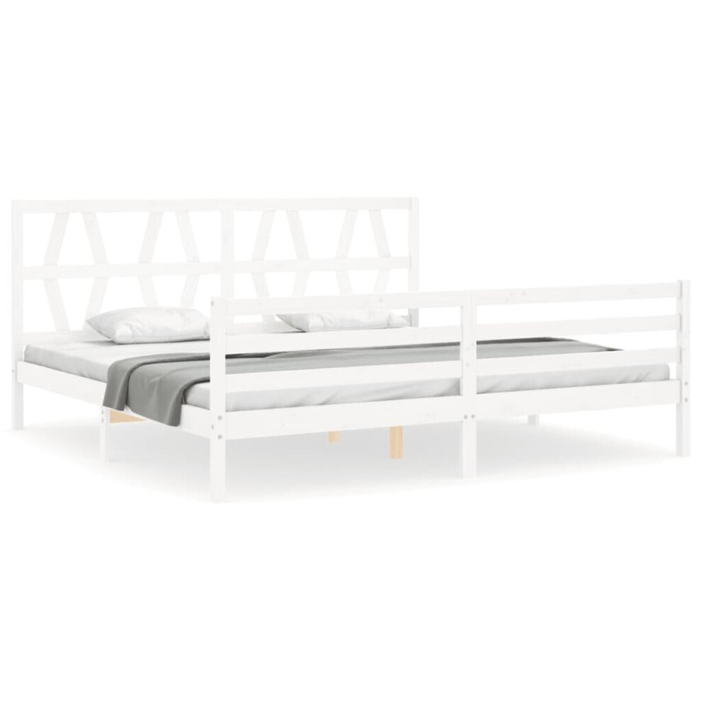 (white, 200 x 200 cm) vidaXL Bed Frame Platform Bed with Headboard White Small Double Solid Wood