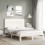 VidaXL (white, 140 x 200 cm) vidaXL Bed Frame Bed Base Platform Bed with Headboard White Single Solid Wood 3