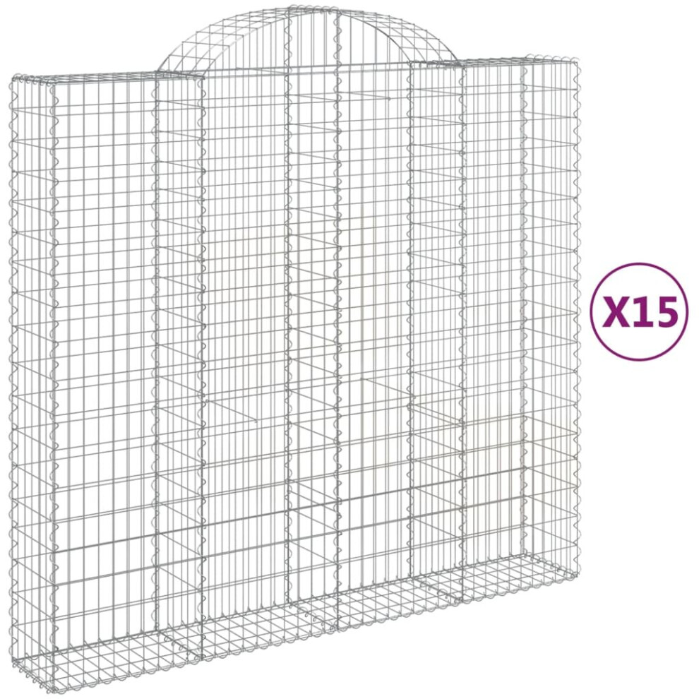 (200 x 50 x 180/200 cm/ 15 pcs) vidaXL Arched Gabion Basket Stone Basket Gabion Retaining Wall Galvanised Iron