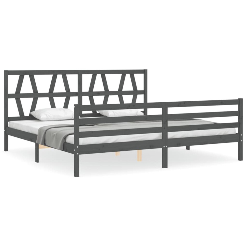 (grey, 200 x 200 cm) vidaXL Bed Frame Platform Bed with Headboard White Small Double Solid Wood