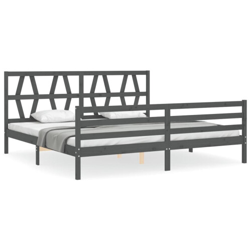 VidaXL (grey, 200 x 200 cm) vidaXL Bed Frame Platform Bed with Headboard White Small Double Solid Wood 1