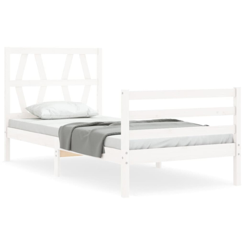 (white, 90 X 200 cm) vidaXL Bed Frame Platform Bed With Headboard White Small Double Solid Wood