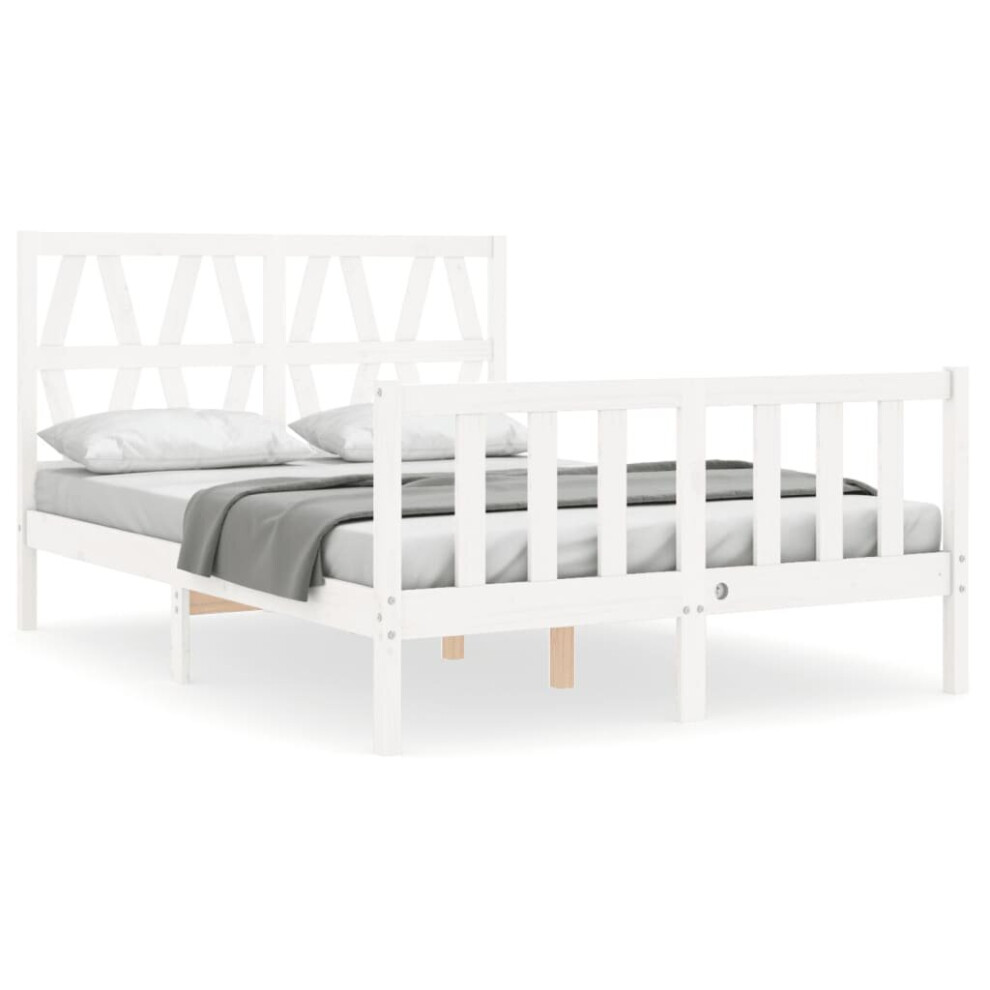 (white, 140 x 200 cm) vidaXL Bed Frame Platform Bed with Headboard Black Small Single Solid Wood