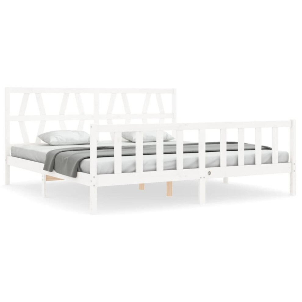 (white, 200 x 200 cm) vidaXL Bed Frame Platform Bed with Headboard Black Small Single Solid Wood