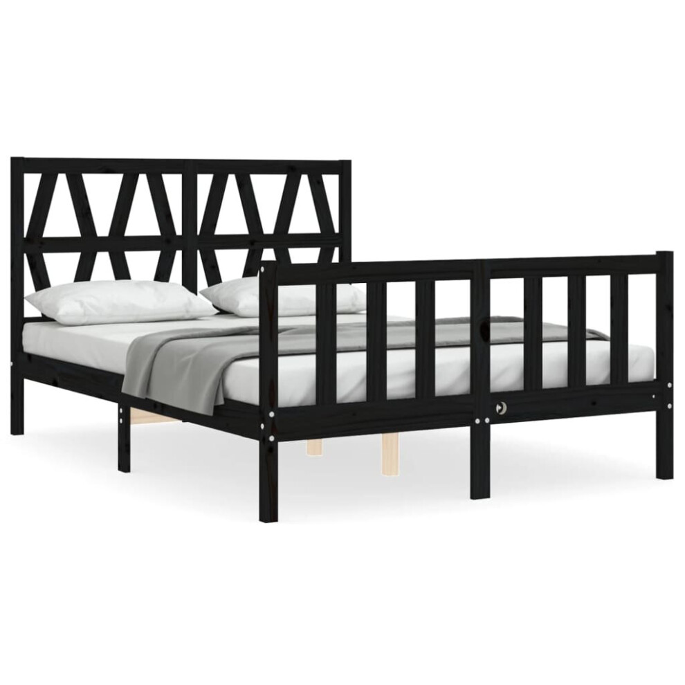 (black, 120 x 200 cm) vidaXL Bed Frame Platform Bed with Headboard Black Small Single Solid Wood