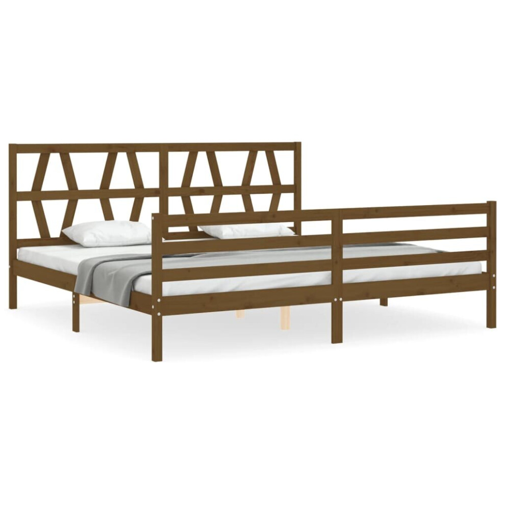 (honey brown, 200 x 200 cm) vidaXL Bed Frame Platform Bed with Headboard White Small Double Solid Wood