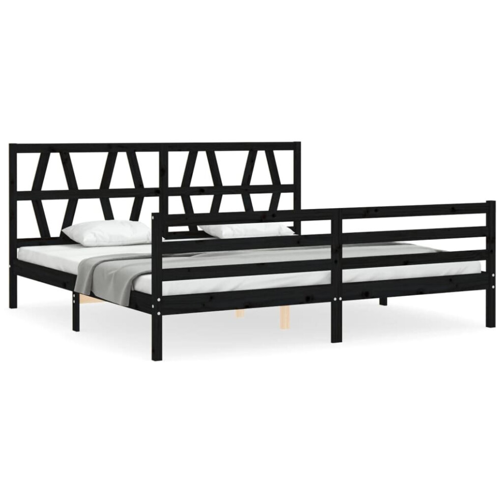 (black, 200 x 200 cm) vidaXL Bed Frame Platform Bed with Headboard White Small Double Solid Wood