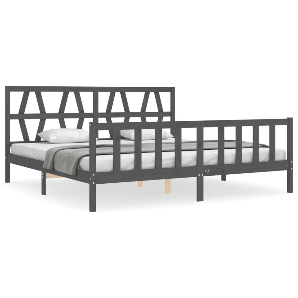 (grey, 200 x 200 cm) vidaXL Bed Frame Platform Bed with Headboard Black Small Single Solid Wood