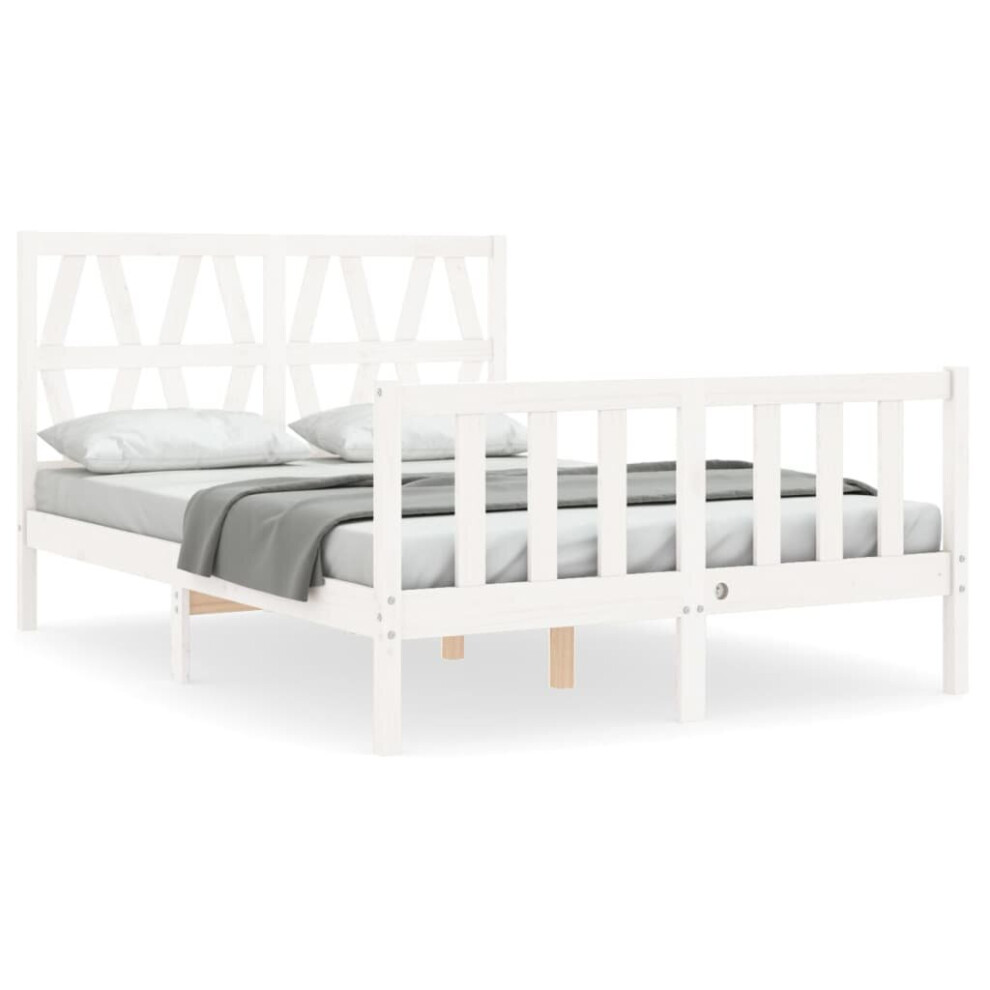 (white, 120 x 200 cm) vidaXL Bed Frame Platform Bed with Headboard Black Small Single Solid Wood